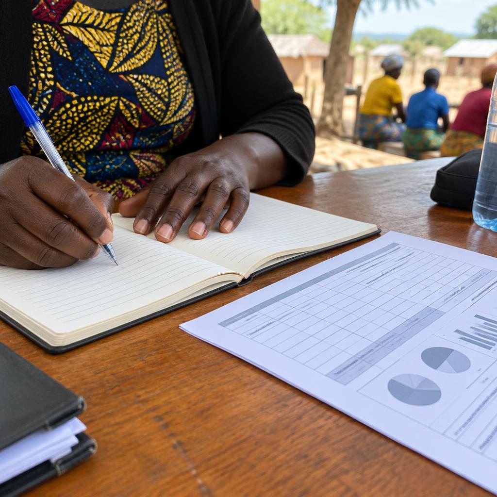 Illustrative photograph of note-taking for community research